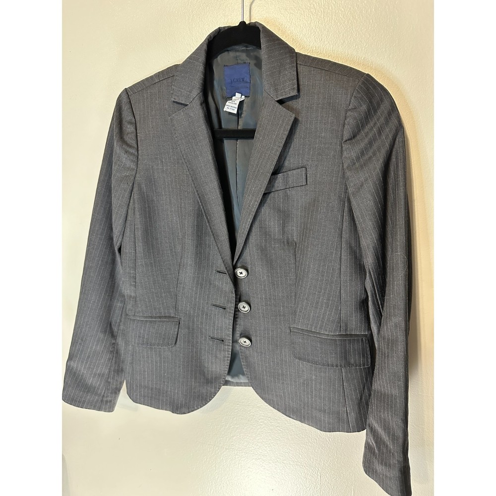 J Crew Gray Pinstripe Blazer Size 6P